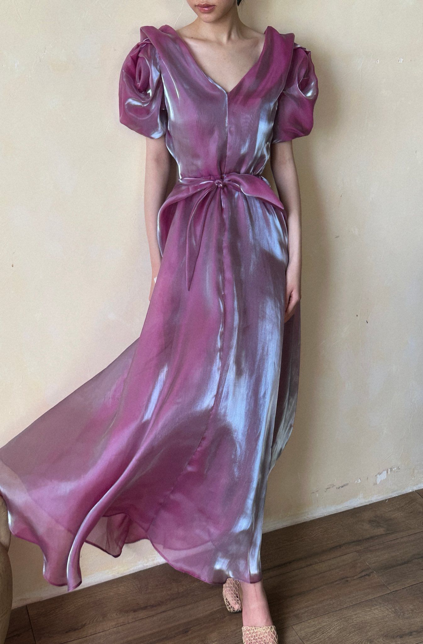 Helena Dress - Đầm Hoa Hồng Tay Phồng Q1013