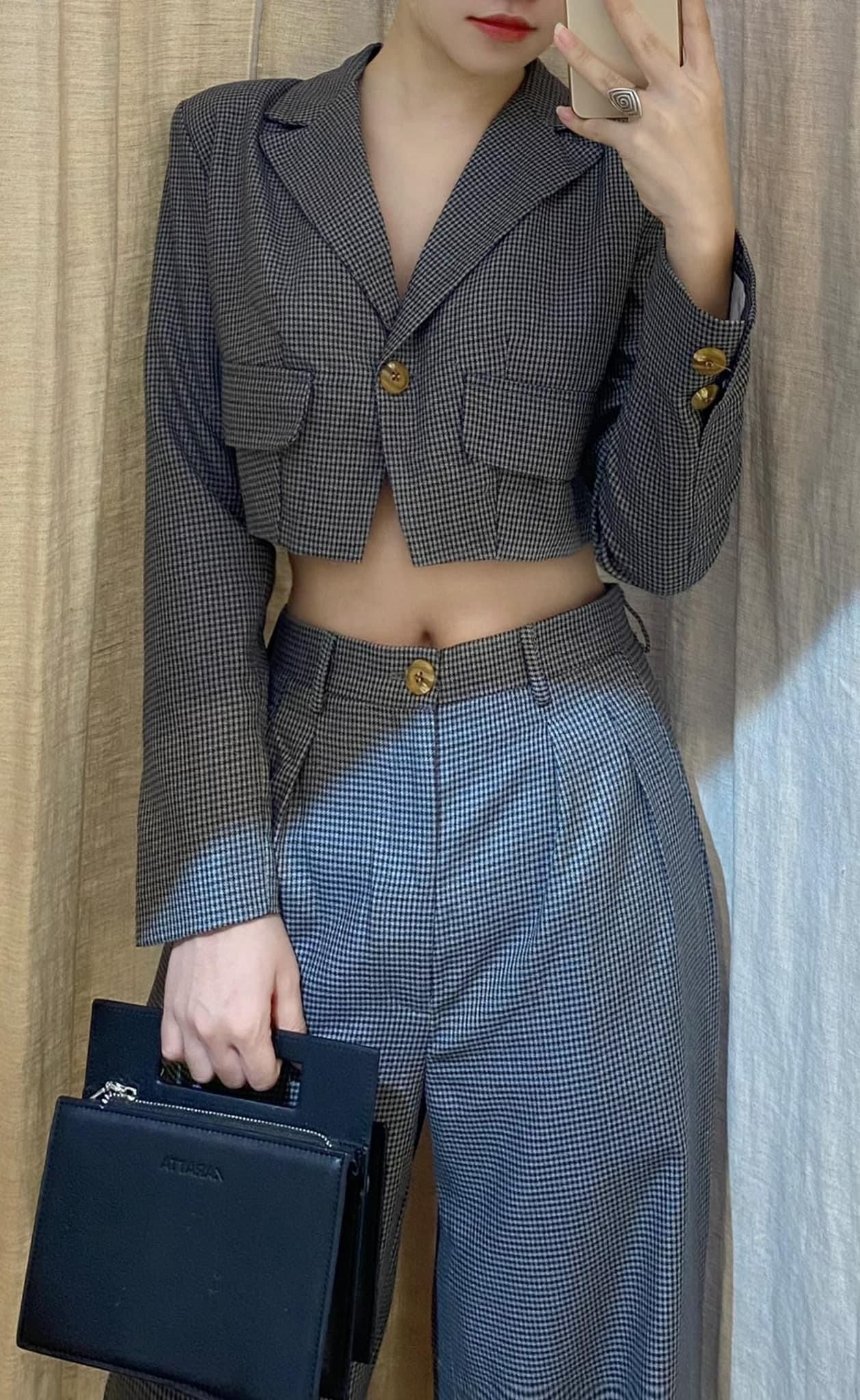 Raven Set - Set Quần Dài và Áo Vest Croptop
