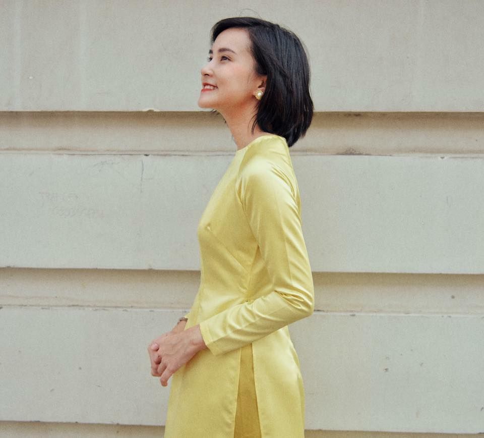 Áo dài phi lụa trơn