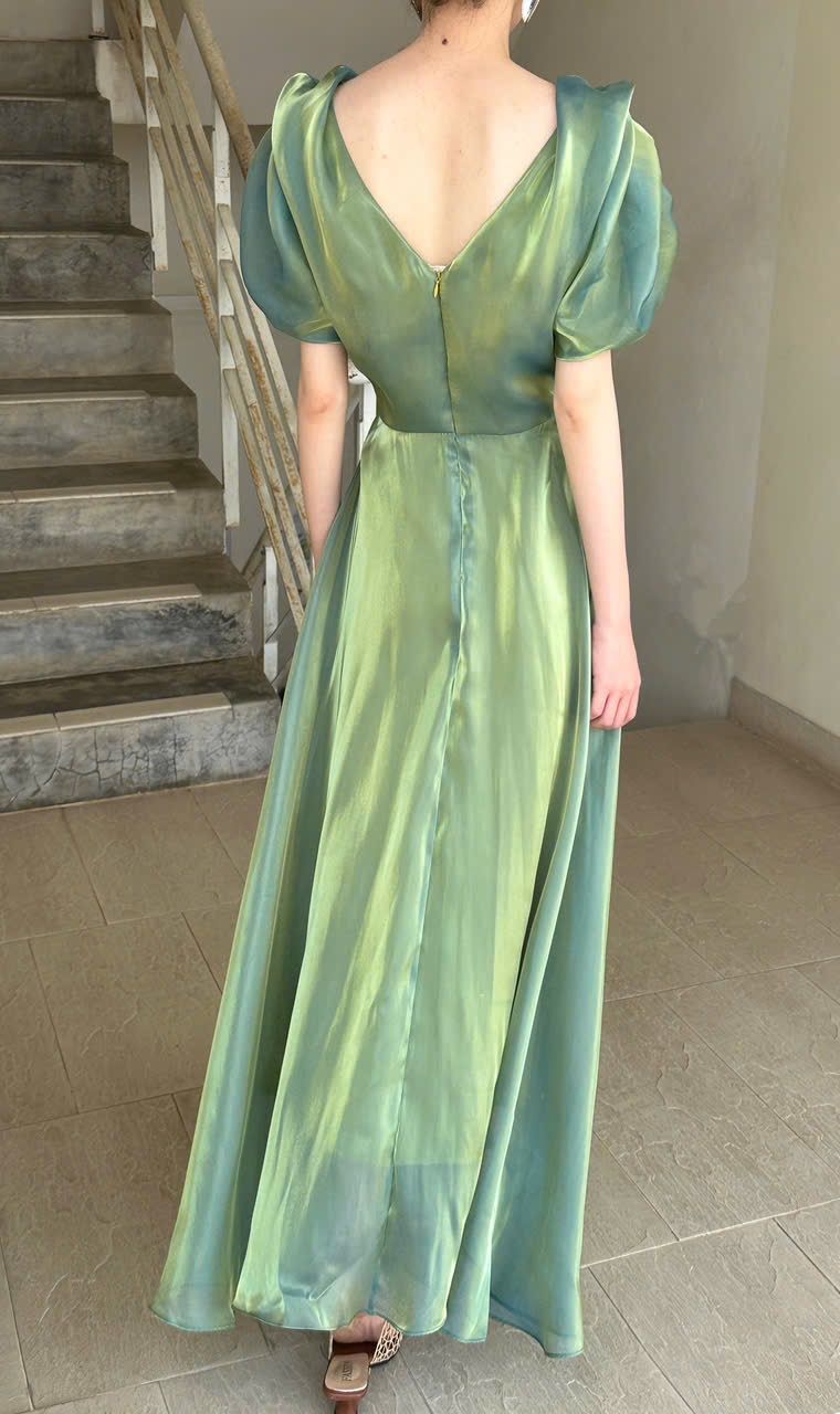 Helena Dress - Đầm Hoa Hồng Tay Phồng Q1013