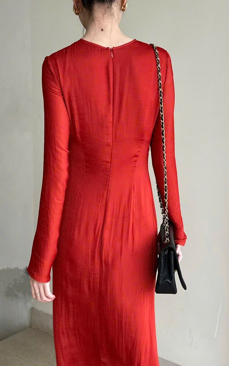 Eudora Silk Dress - Đầm Lụa Tay Dài D1008