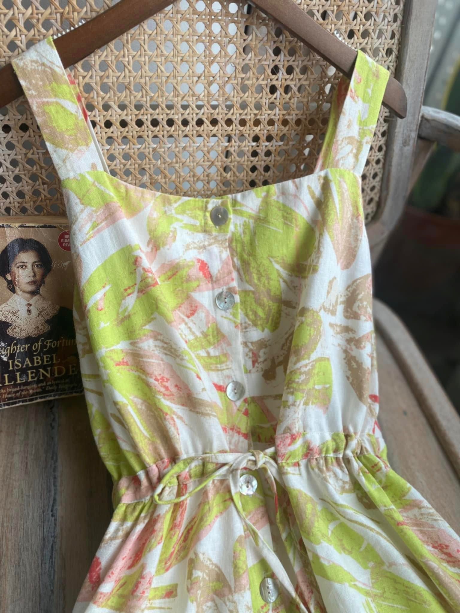 Elia Dress - Đầm linen 2 dây thắt eo D153