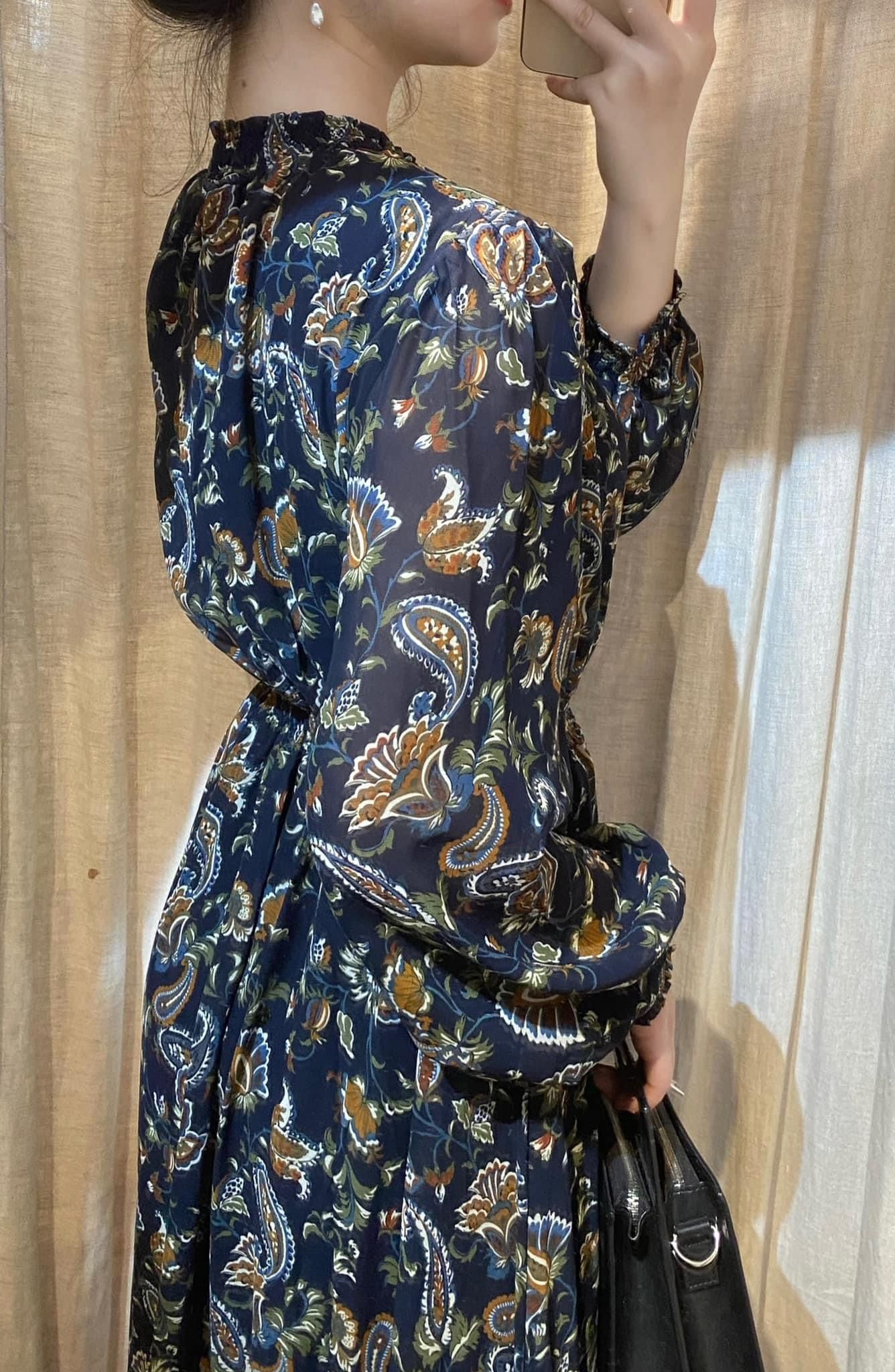 Jamie Dress - Đầm nhấn eo - tay dài in hoa D724