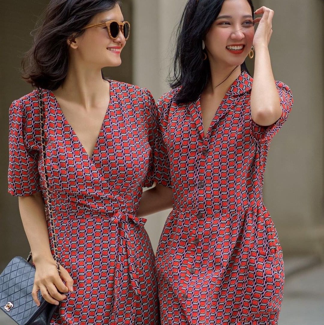 Danna Dress - Đầm sơ mi họa tiết ô vuông đỏ D204