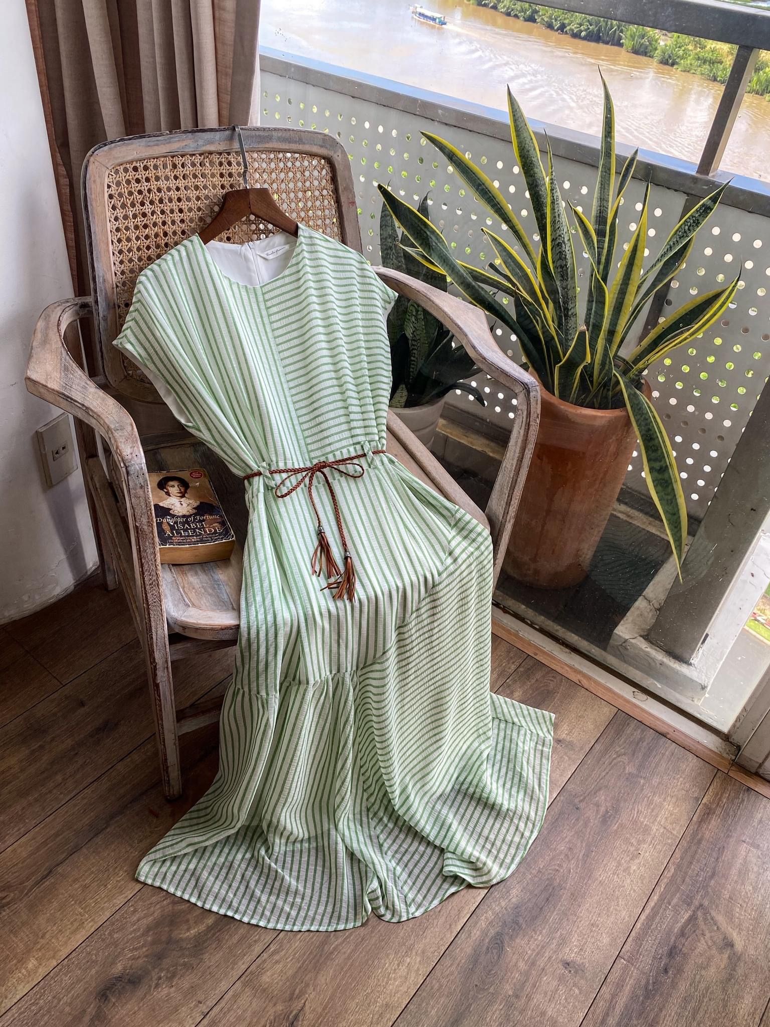 Evergreen Dress - Đầm Kẻ Sọc Đai Lưng PQ69