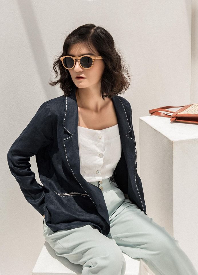 Blazer linen thêu viền chỉ A118 A119
