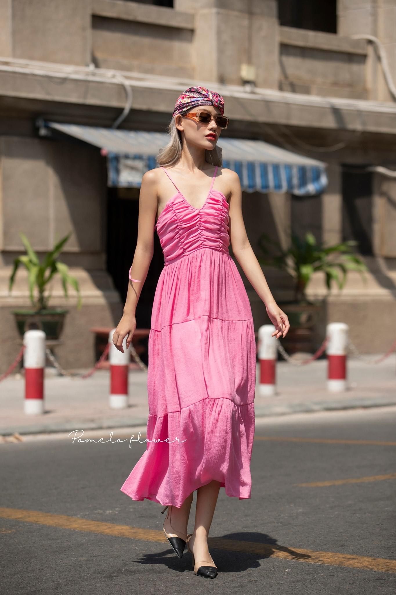 Đầm maxi 2 dây chun sau lưng - D687