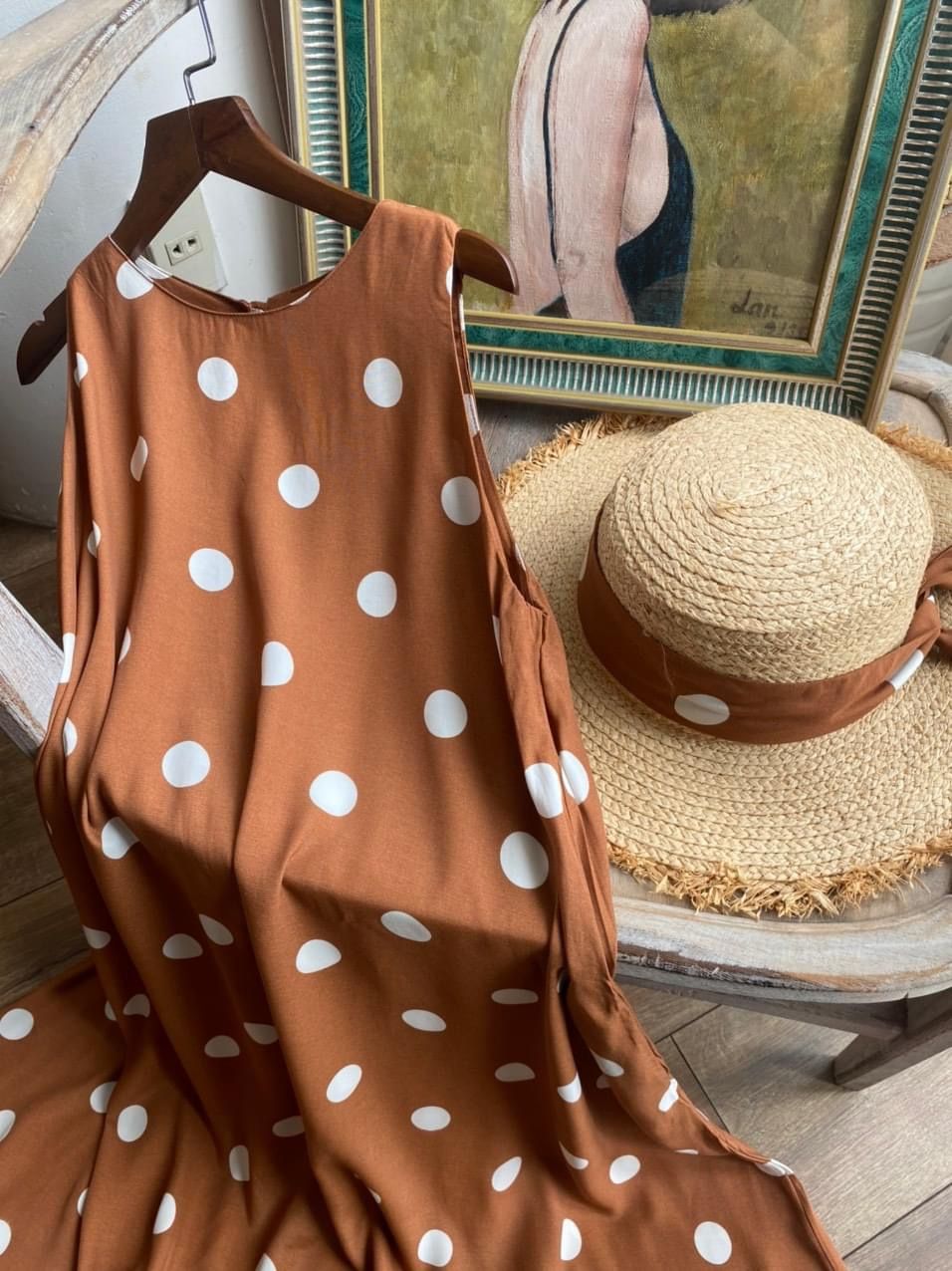 Vivian Dress - Đầm Sát Nách Hoạ Tiết Chấm Bi D932