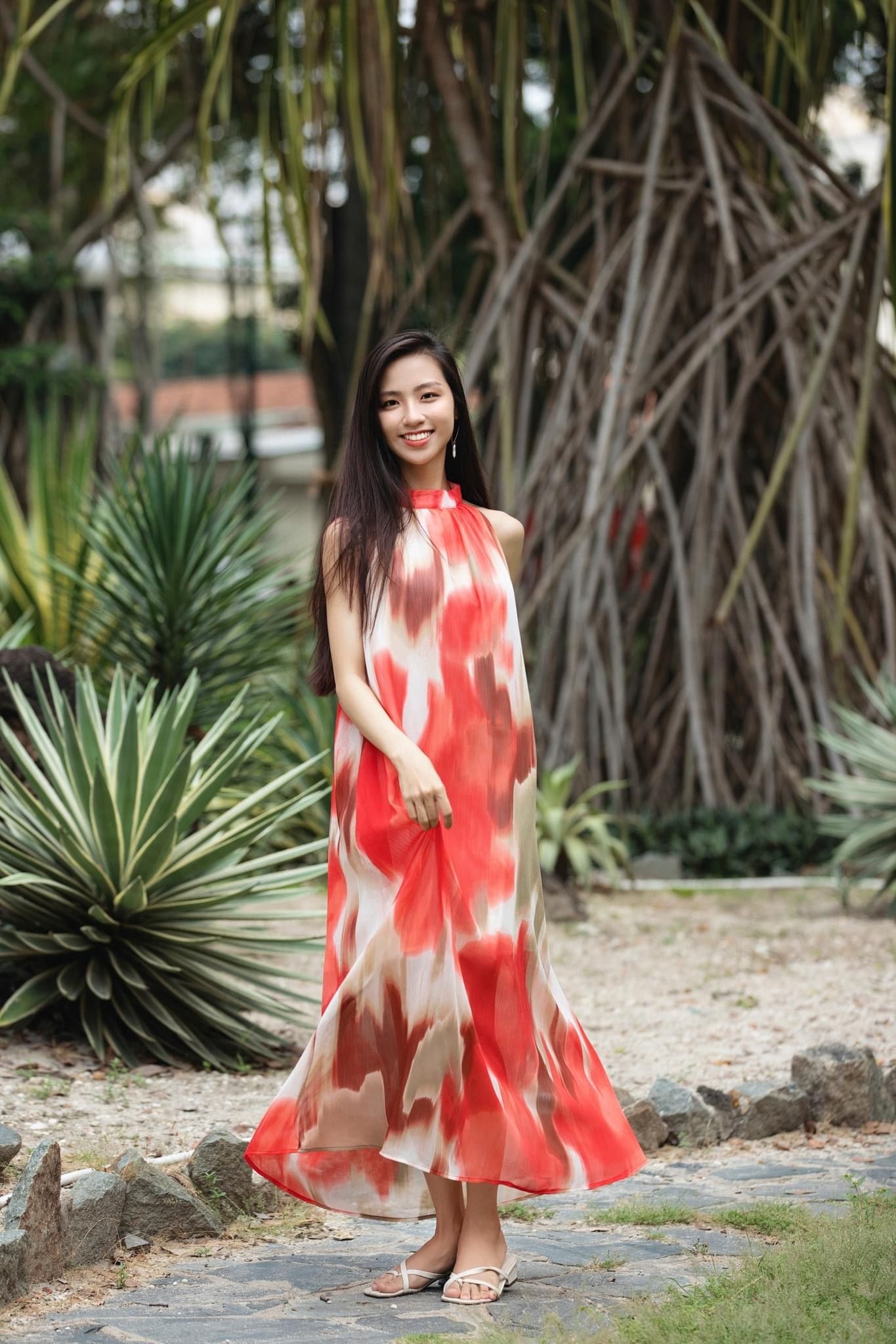 Iris Maxi Dress - Đầm Cổ Yếm Loang Màu Dáng Suông - D936