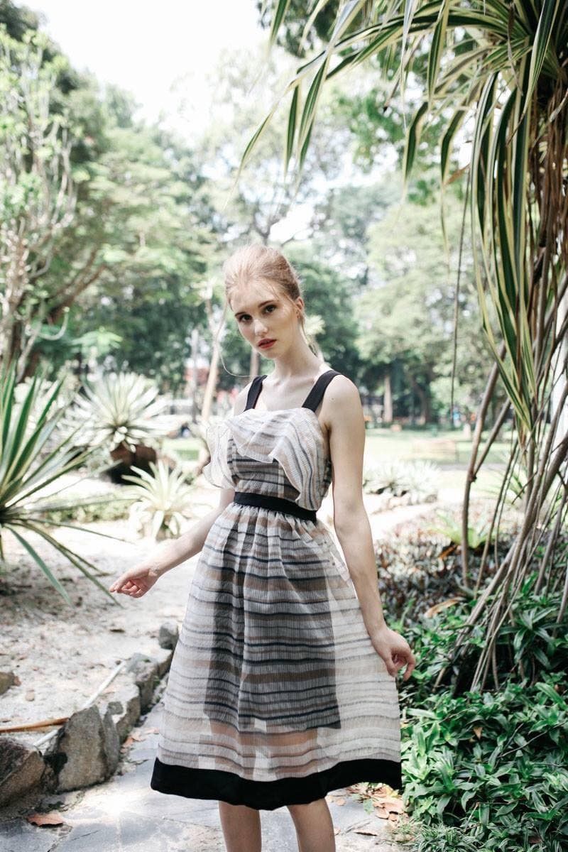 Mina Dress - Đầm 2 Dây Lụa Phối Lưới Cứng C002