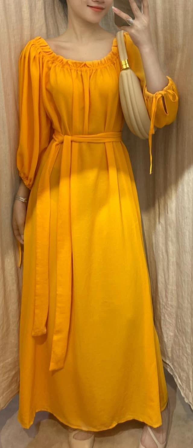 Carly Dress - Đầm suông trễ vai tay lỡ buộc nơ D454