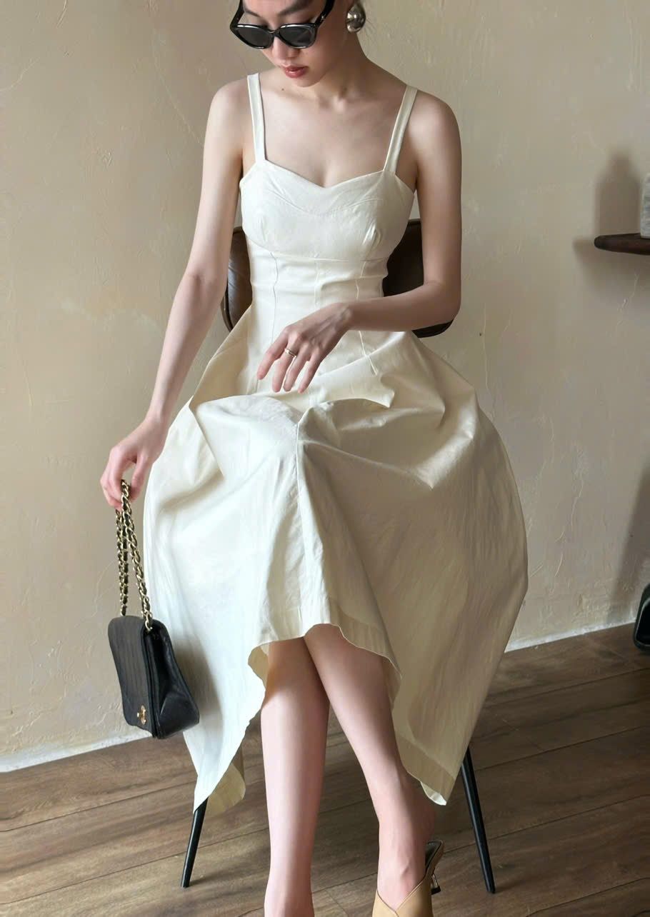 Merlisa Dress - Đầm 2 dây xếp li eo D993