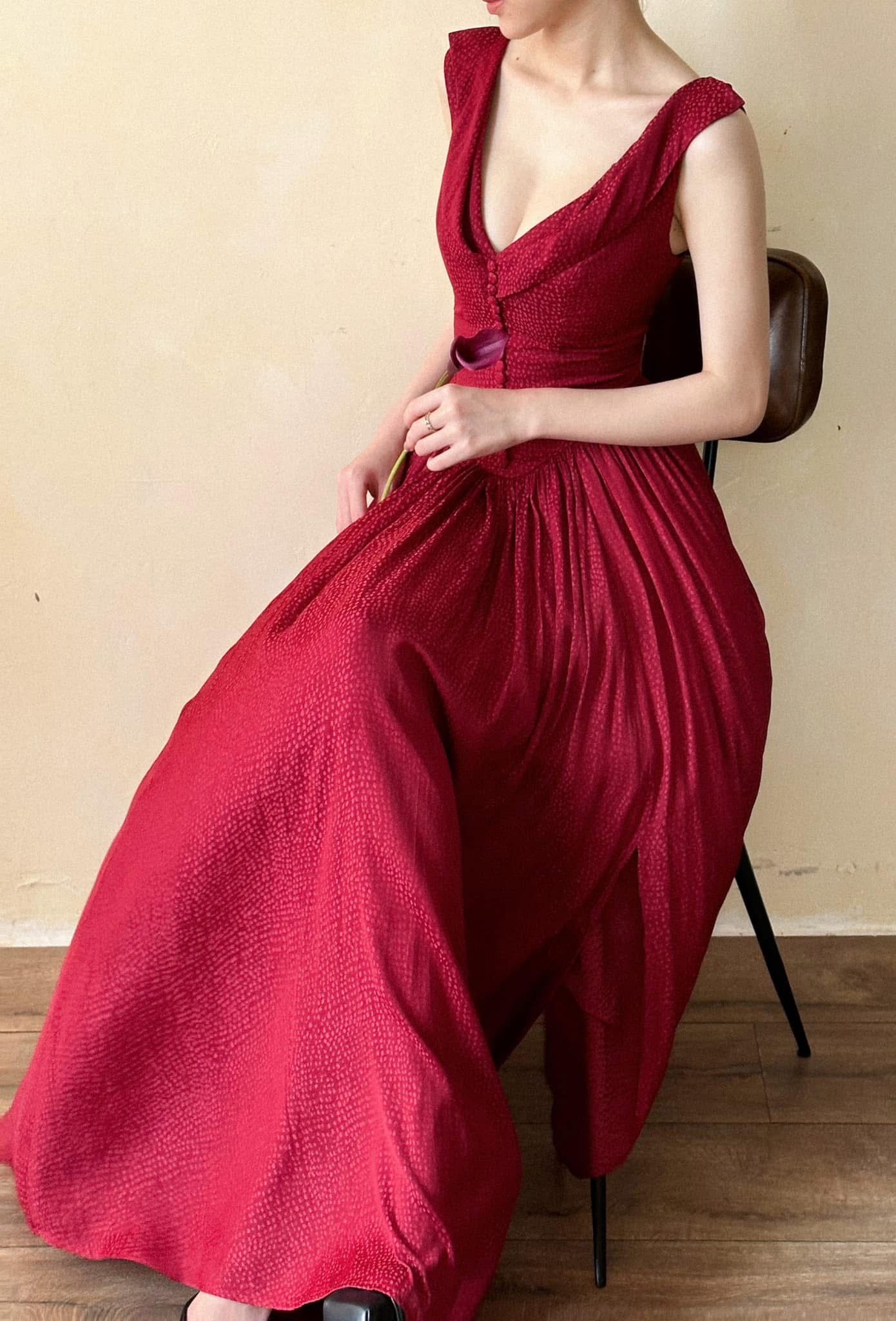 Freya Dress - Đầm Corset Cổ V Thiết Kế Nút Bọc G002