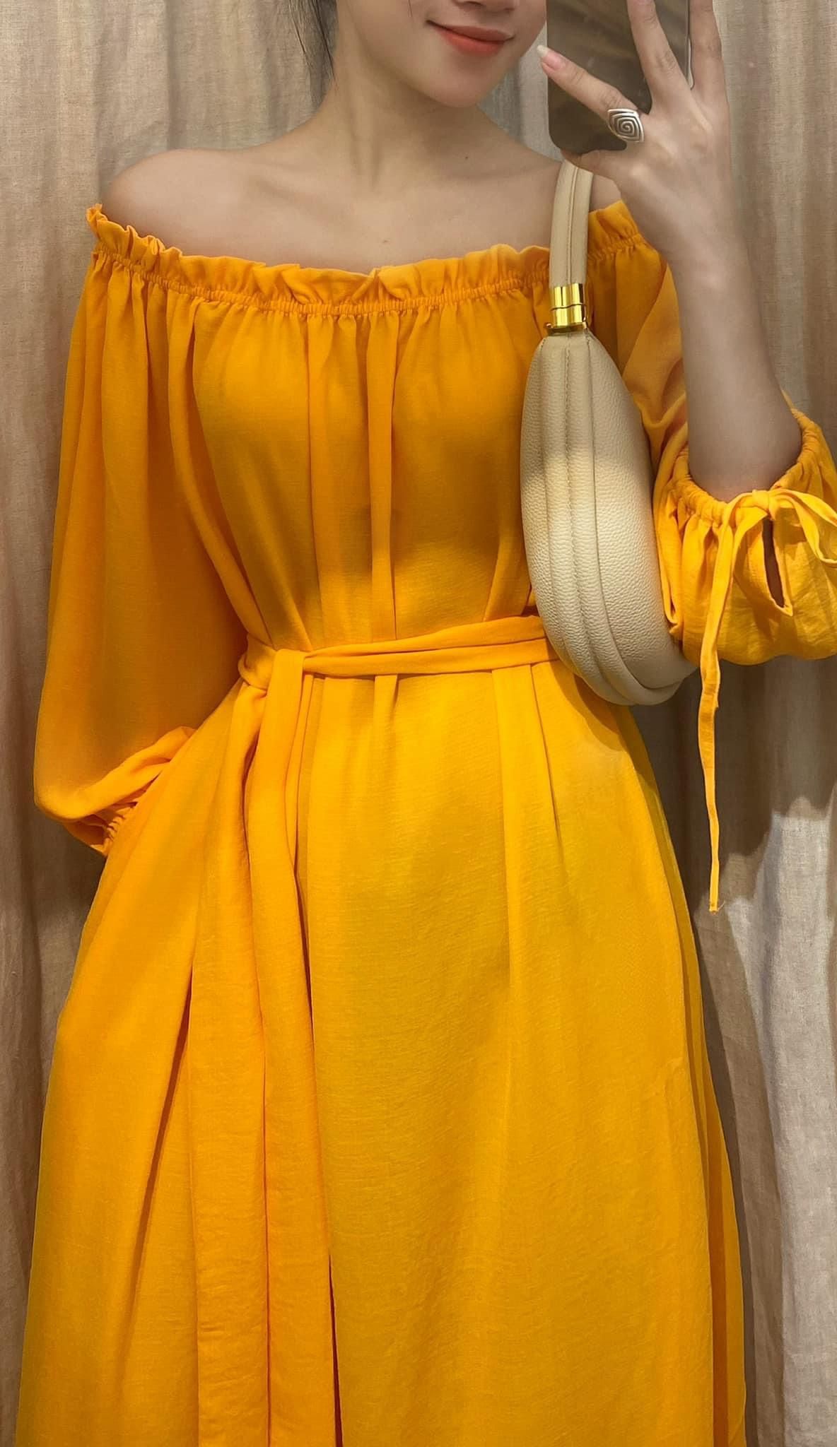 Carly Dress - Đầm suông trễ vai tay lỡ buộc nơ D454