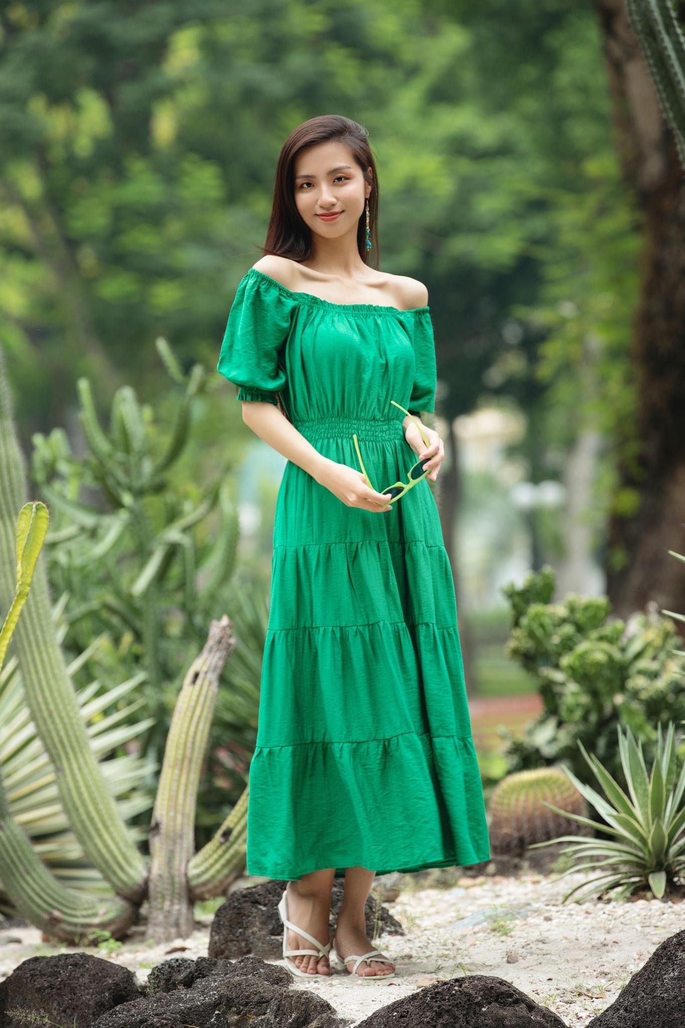 Callie Dress - Đầm cổ vuông nhấn eo 4 tầng D02