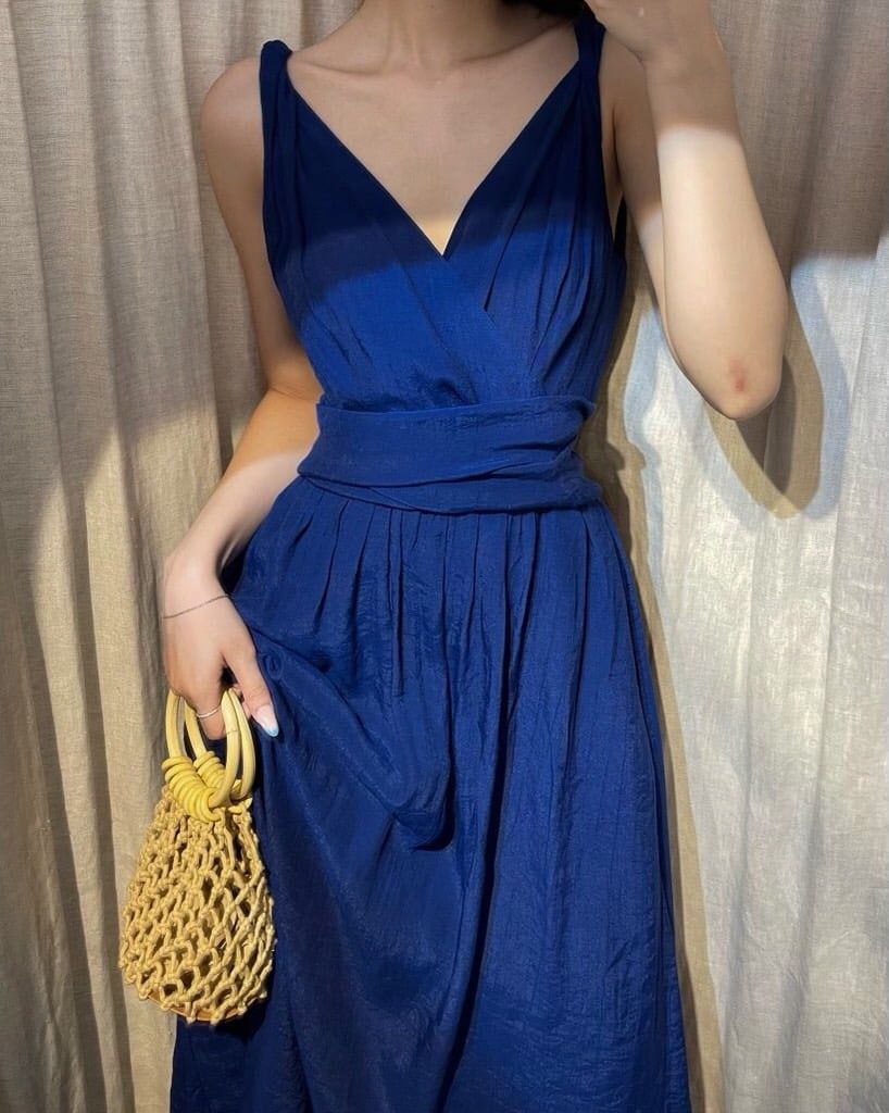 Nala Dress - Đầm 2 dây cổ tim thắt nơ eo E29