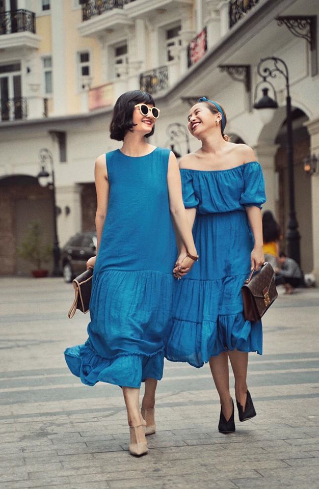 Đầm xô lụa trễ vai L34