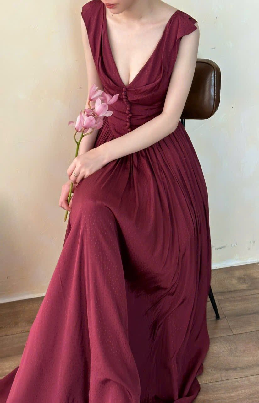 Freya Dress - Đầm Corset Cổ V Thiết Kế Nút Bọc G002