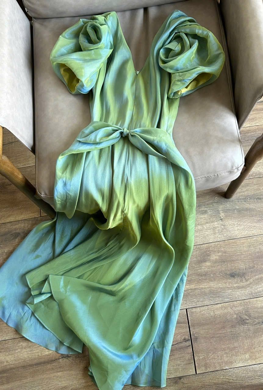 Helena Dress - Đầm Hoa Hồng Tay Phồng Q1013