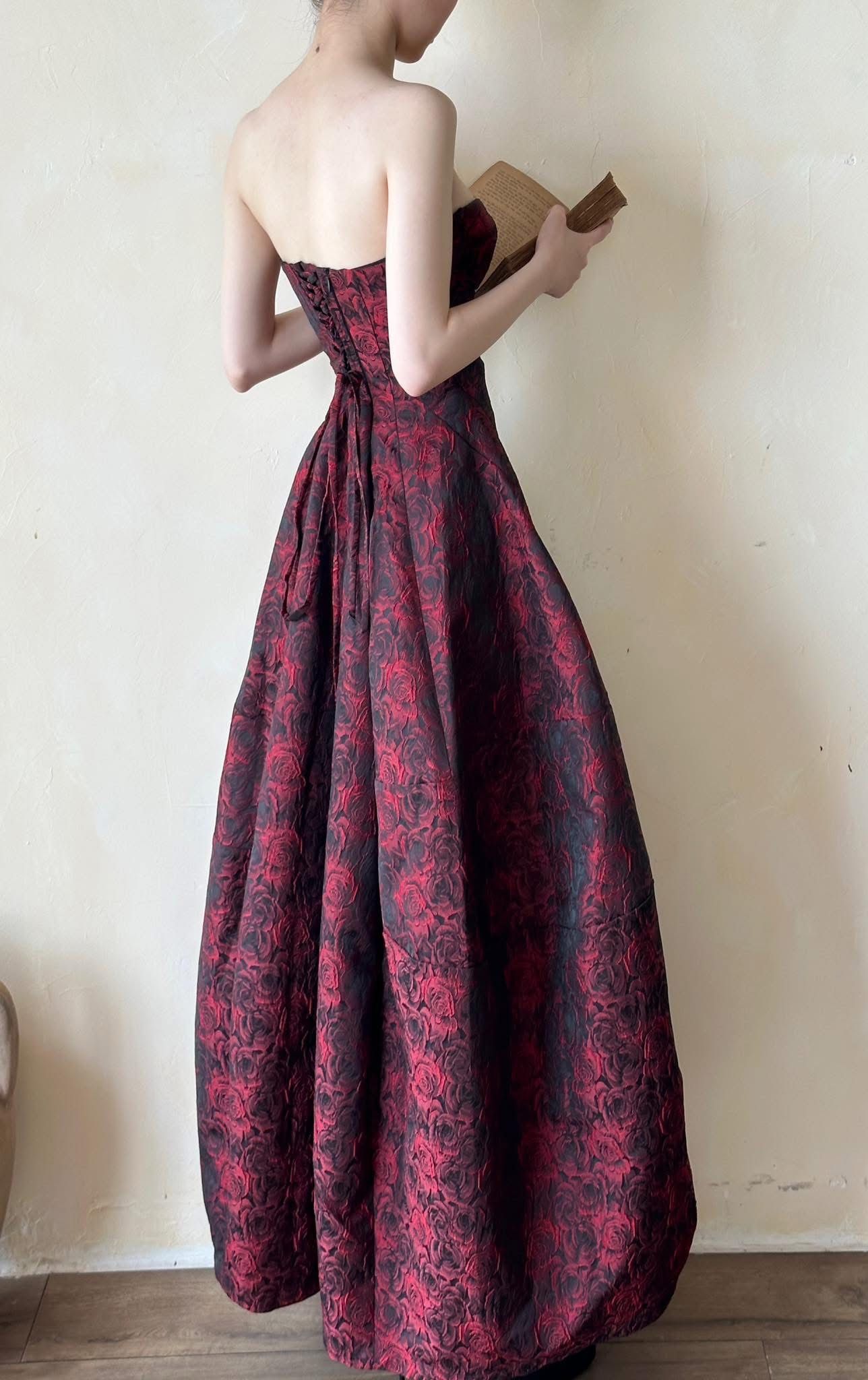 Brigitte Dress - Đầm Corset Hoa Hồng D0129