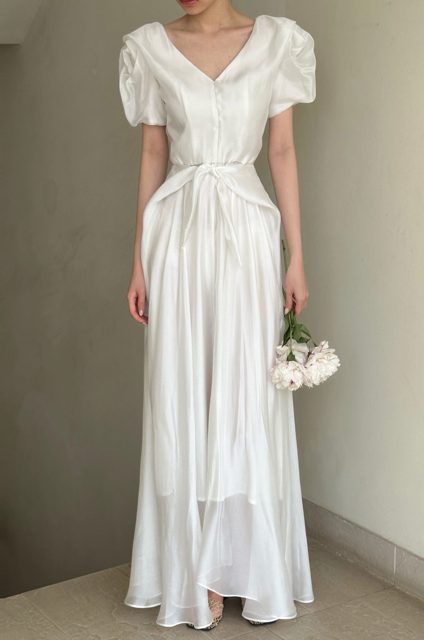 Helena Dress - Đầm Hoa Hồng Tay Phồng Q1013