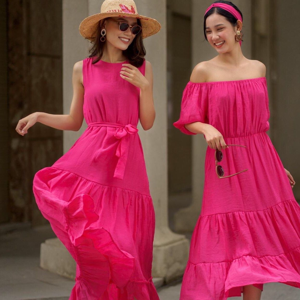 Đầm xô lụa trễ vai L34