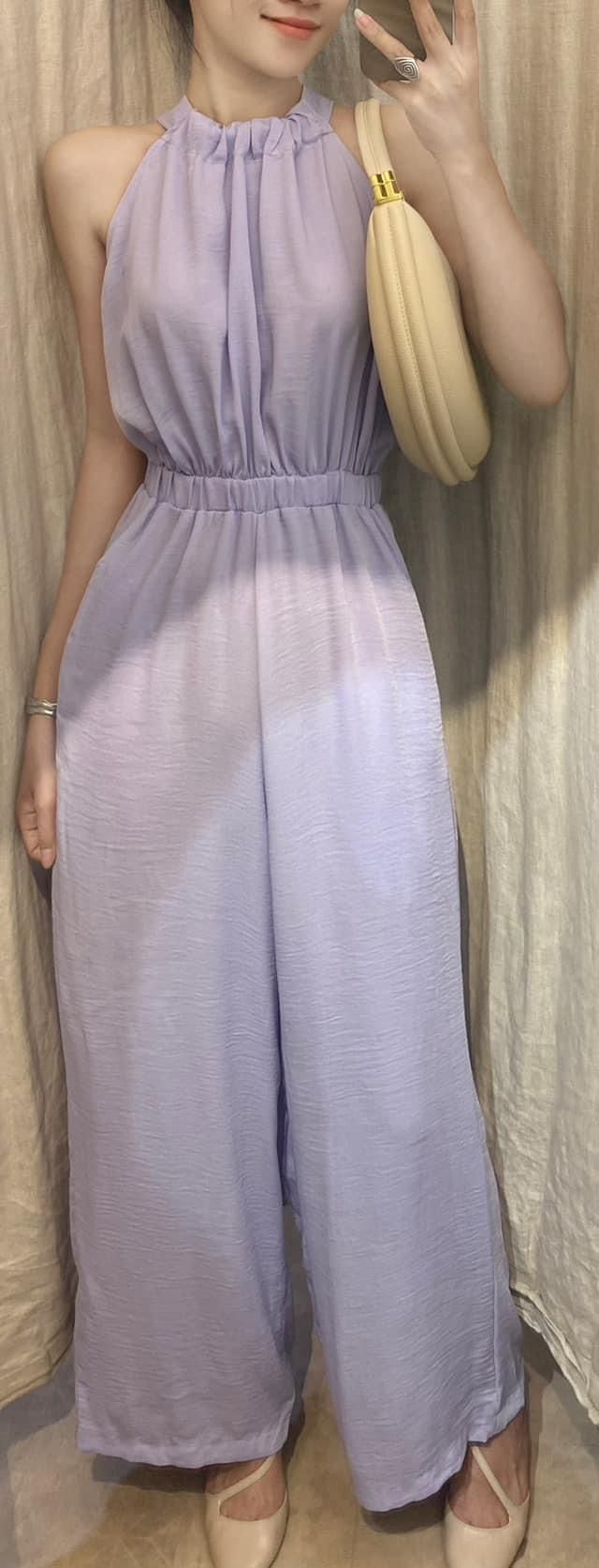 Lavender jumpsuit_ Jump yếm cột cổ - Tím D683