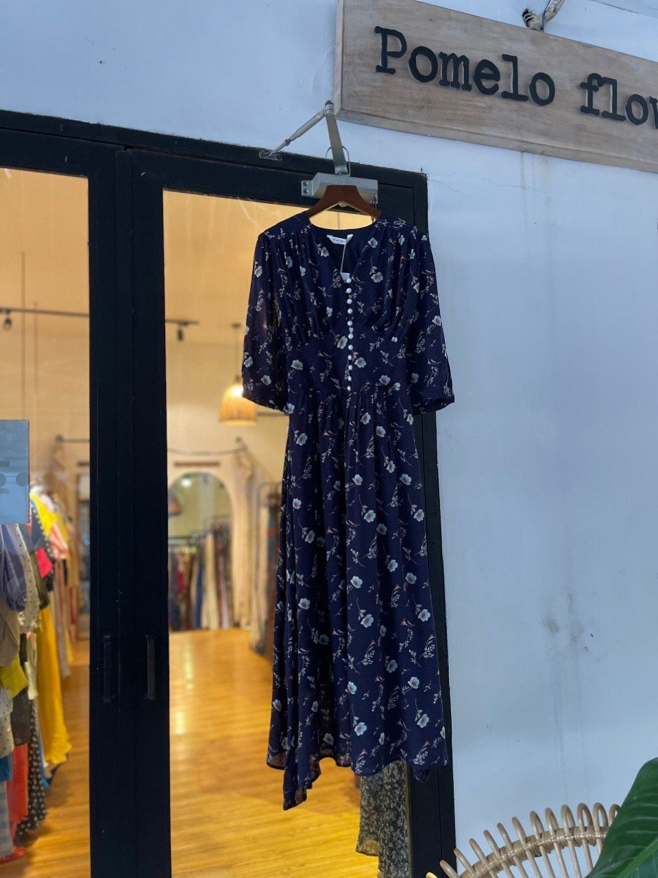 Melina Dress - Đầm voan in hoa có cúc - D01