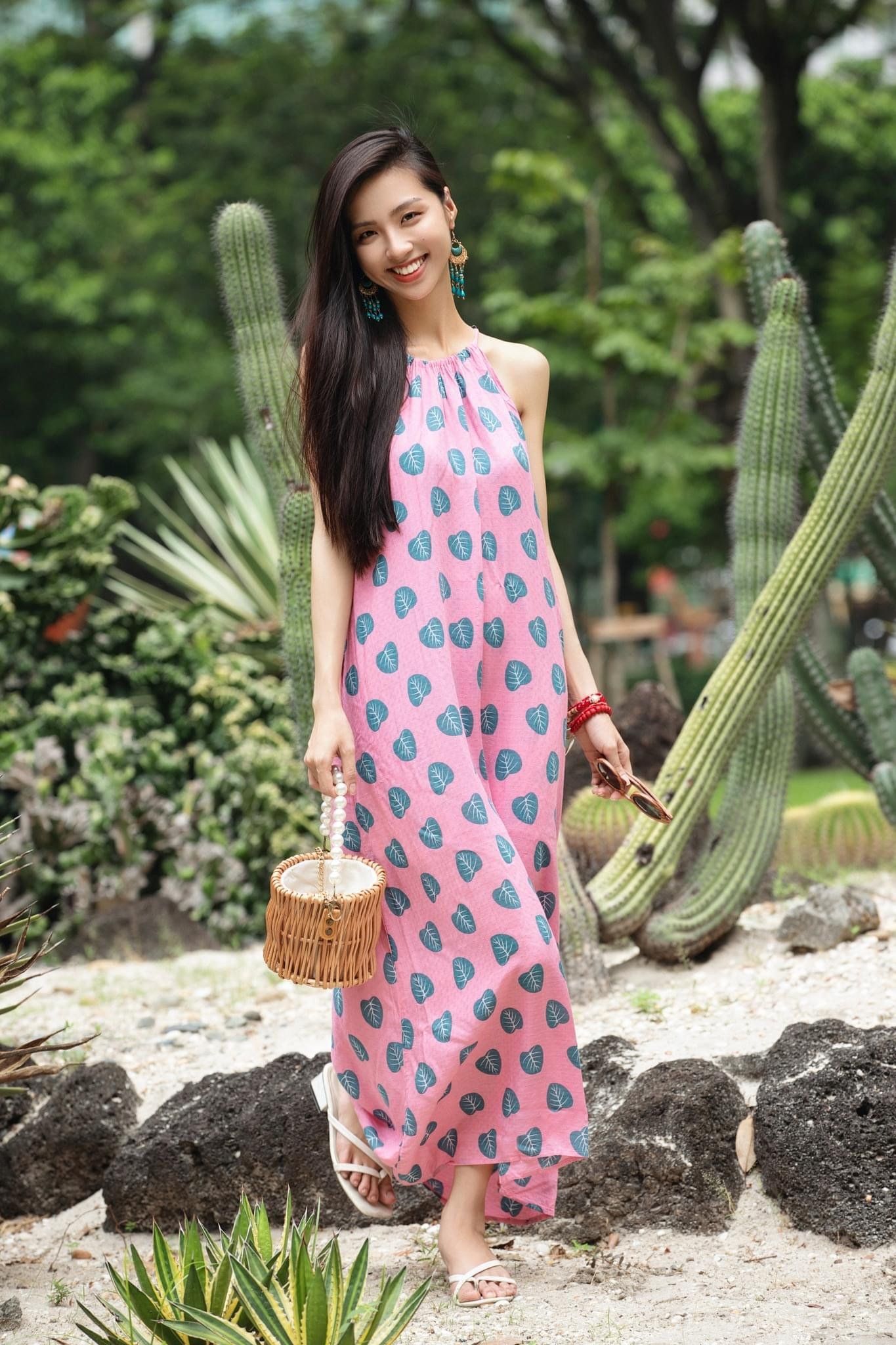 Vera Dress - Đầm cổ yếm in lá các màu - D725