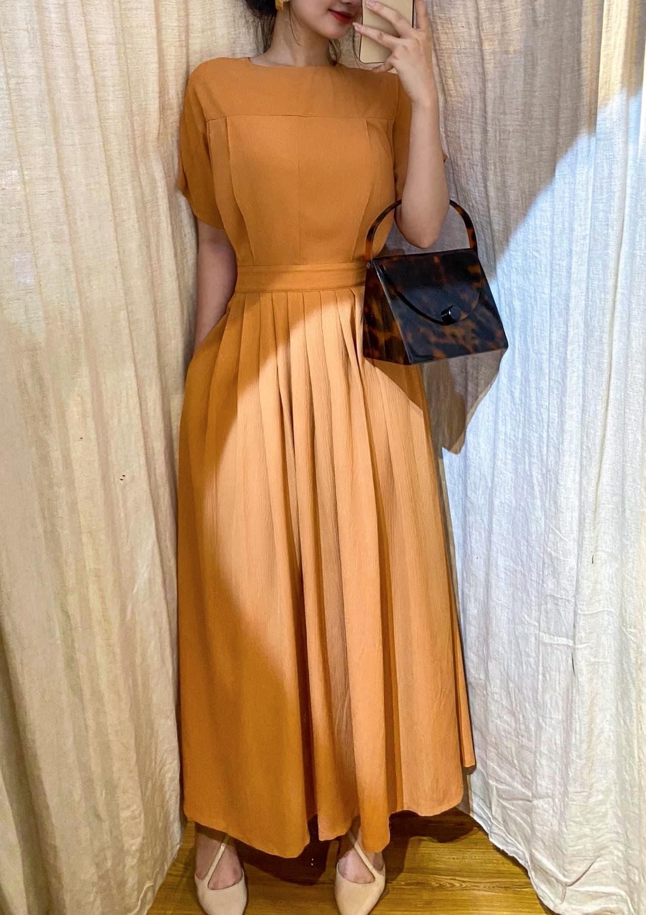Mie Dress - Đầm Tay Ngắn Nơ Eo E76