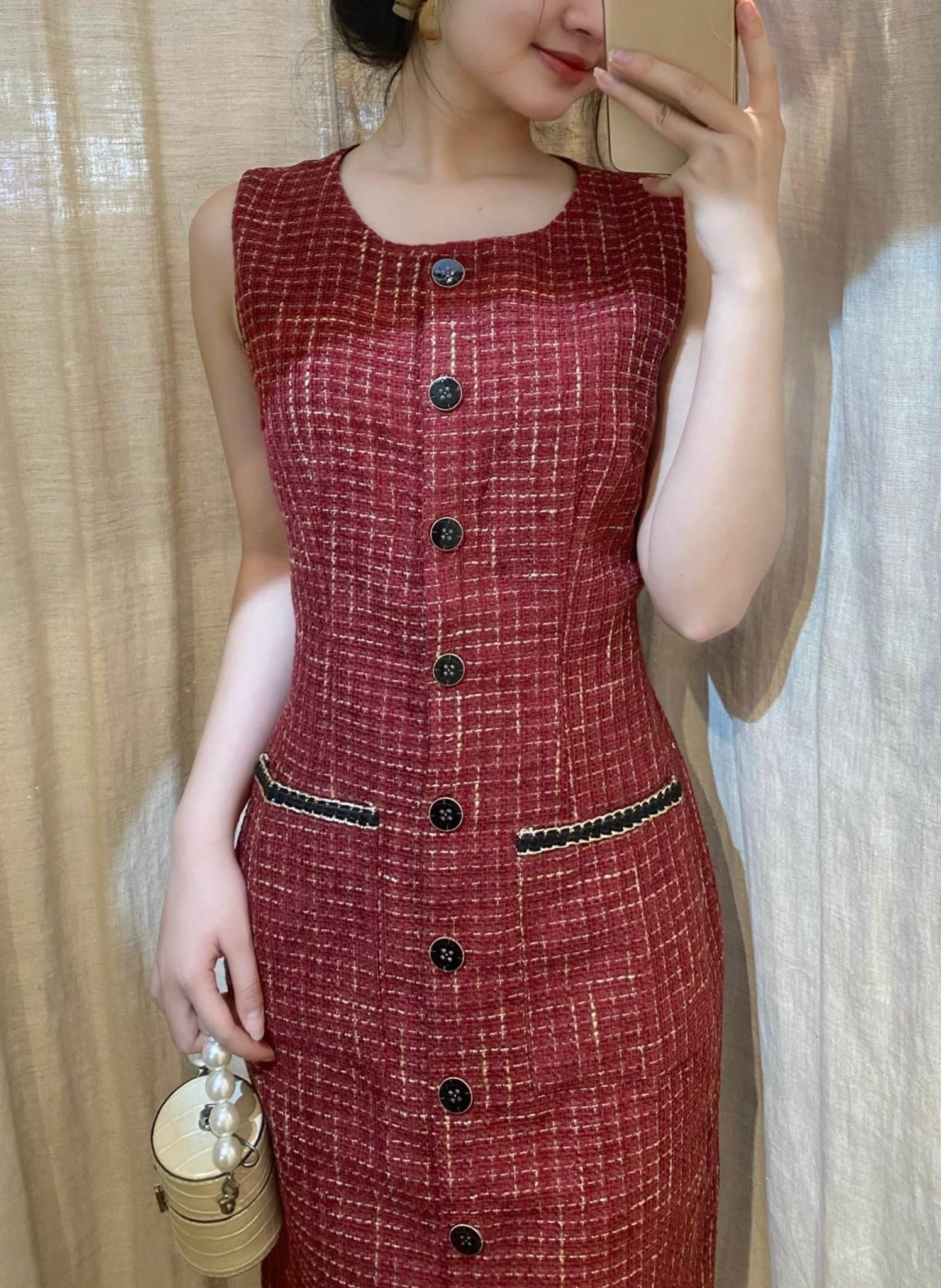 Giselle Dress - Đầm body tweed hàng cúc, hai túi D001 D002