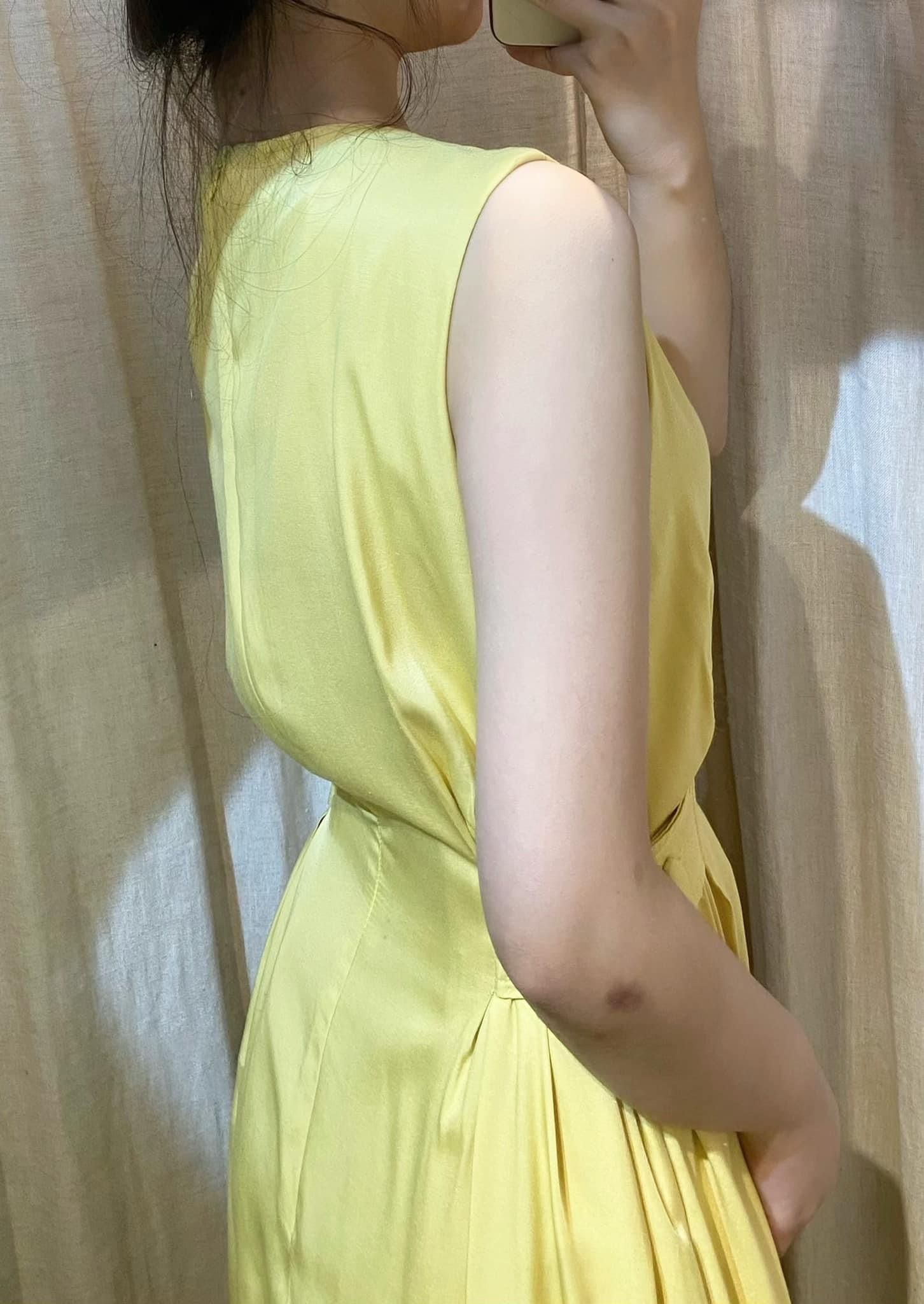 Evelyn Dress - Đầm sát nách, xếp ly eo D938