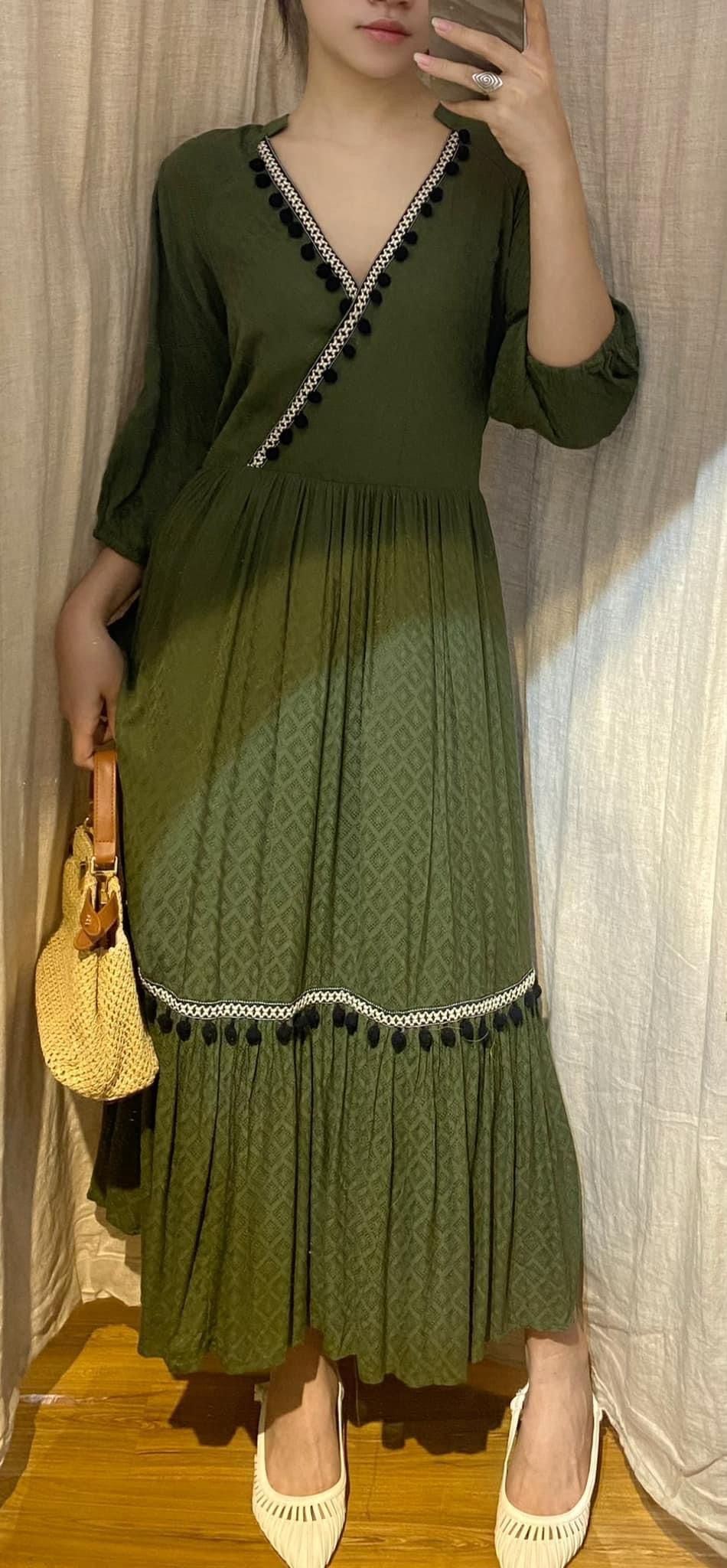 Liliana Dress - Đầm thổ cẩm viền trắng D597