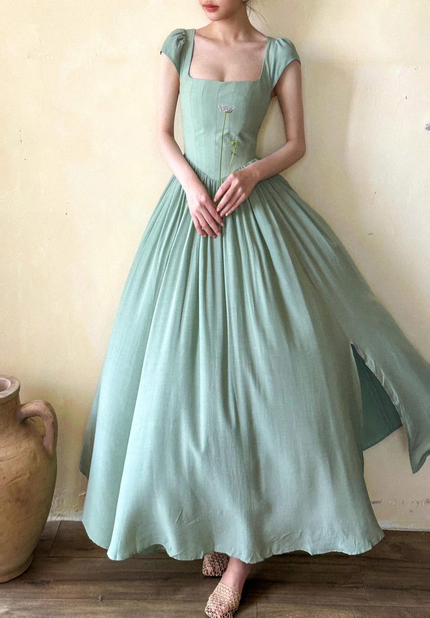 Adela Dress - Đầm Corset Cổ Điển Tay Hến V21