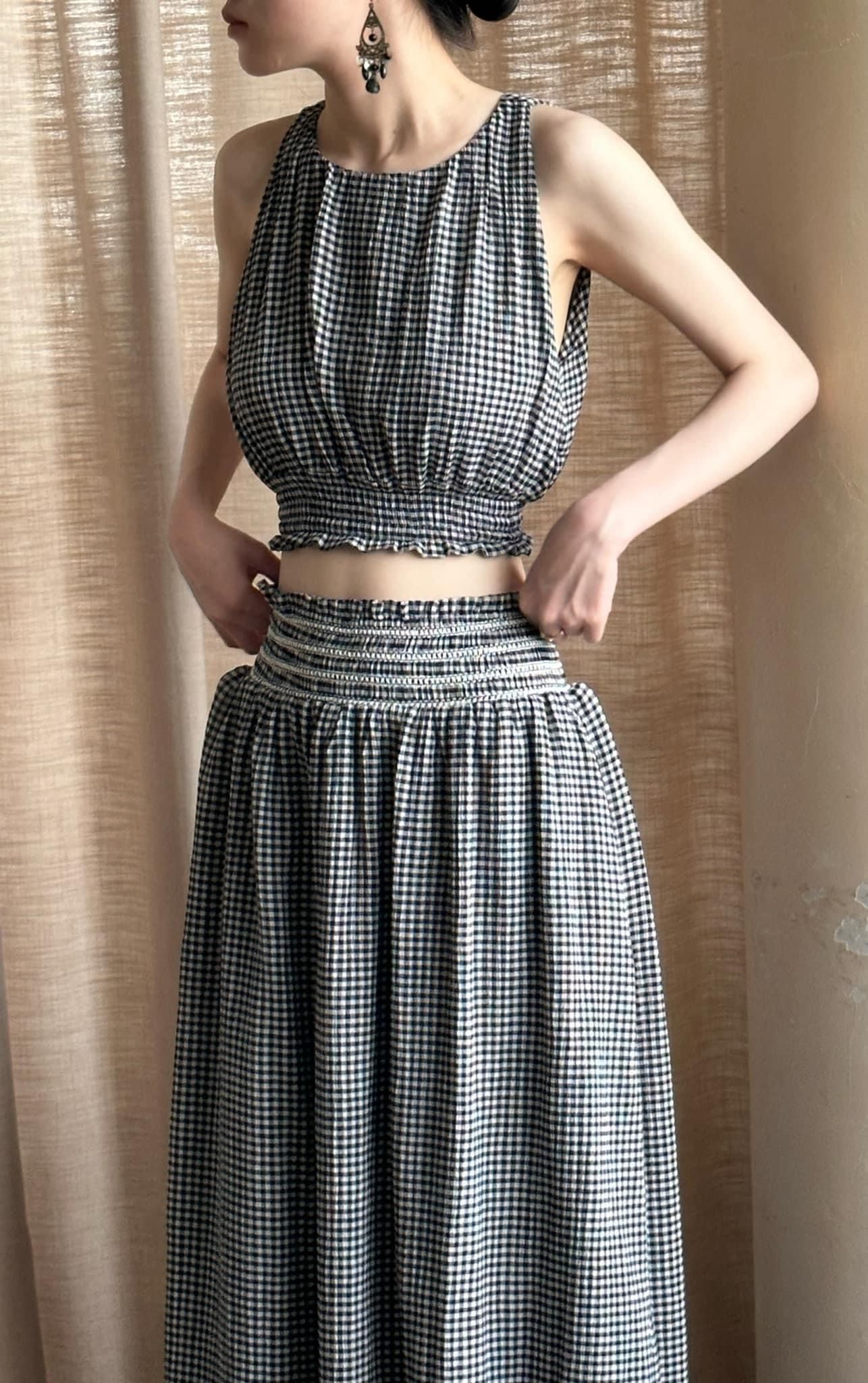 Keelin Set - Set áo và chân váy caro D963