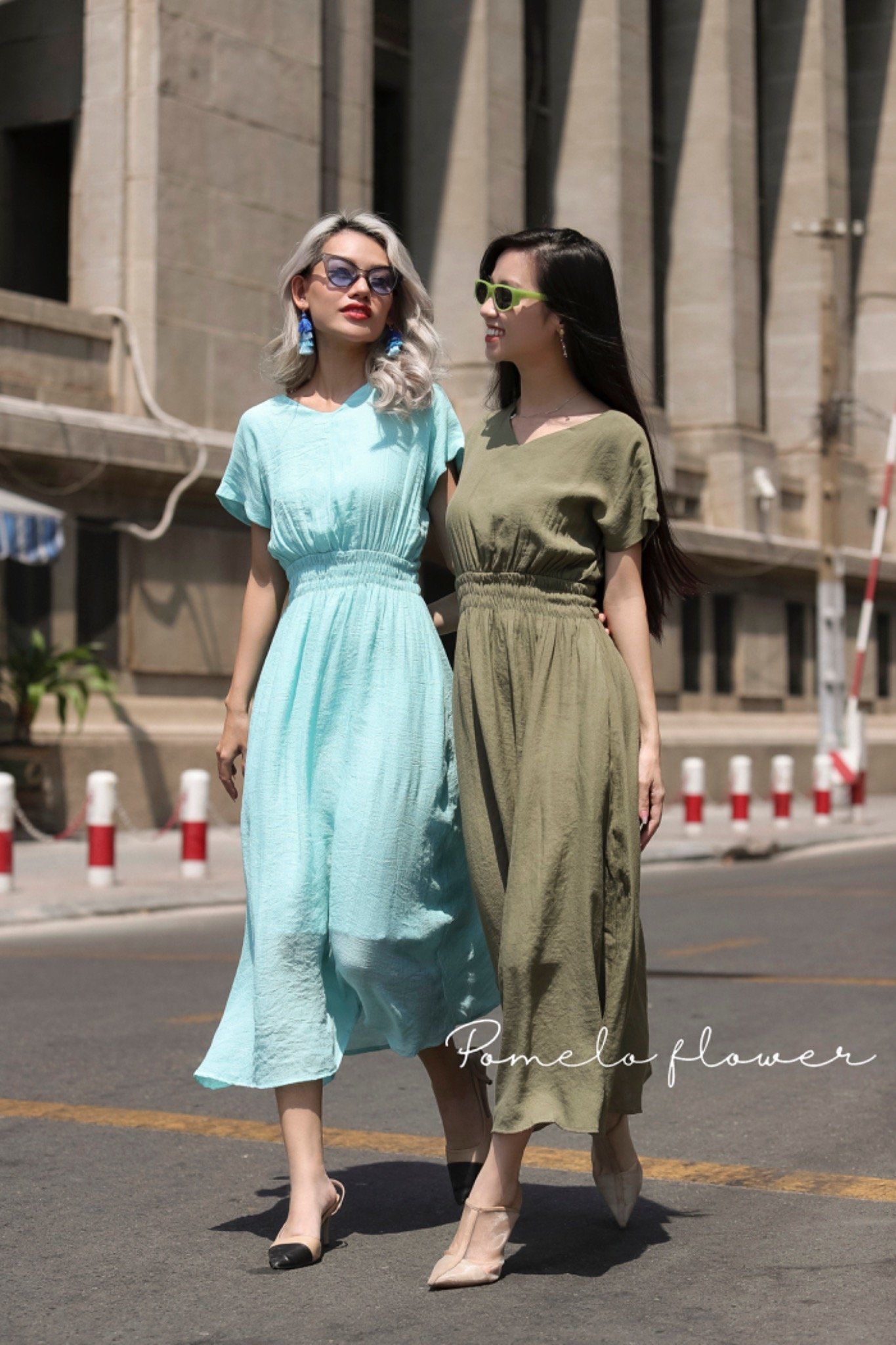 Laila Dress - Đầm maxi , cánh dơi nhấn eo - các màu PO01