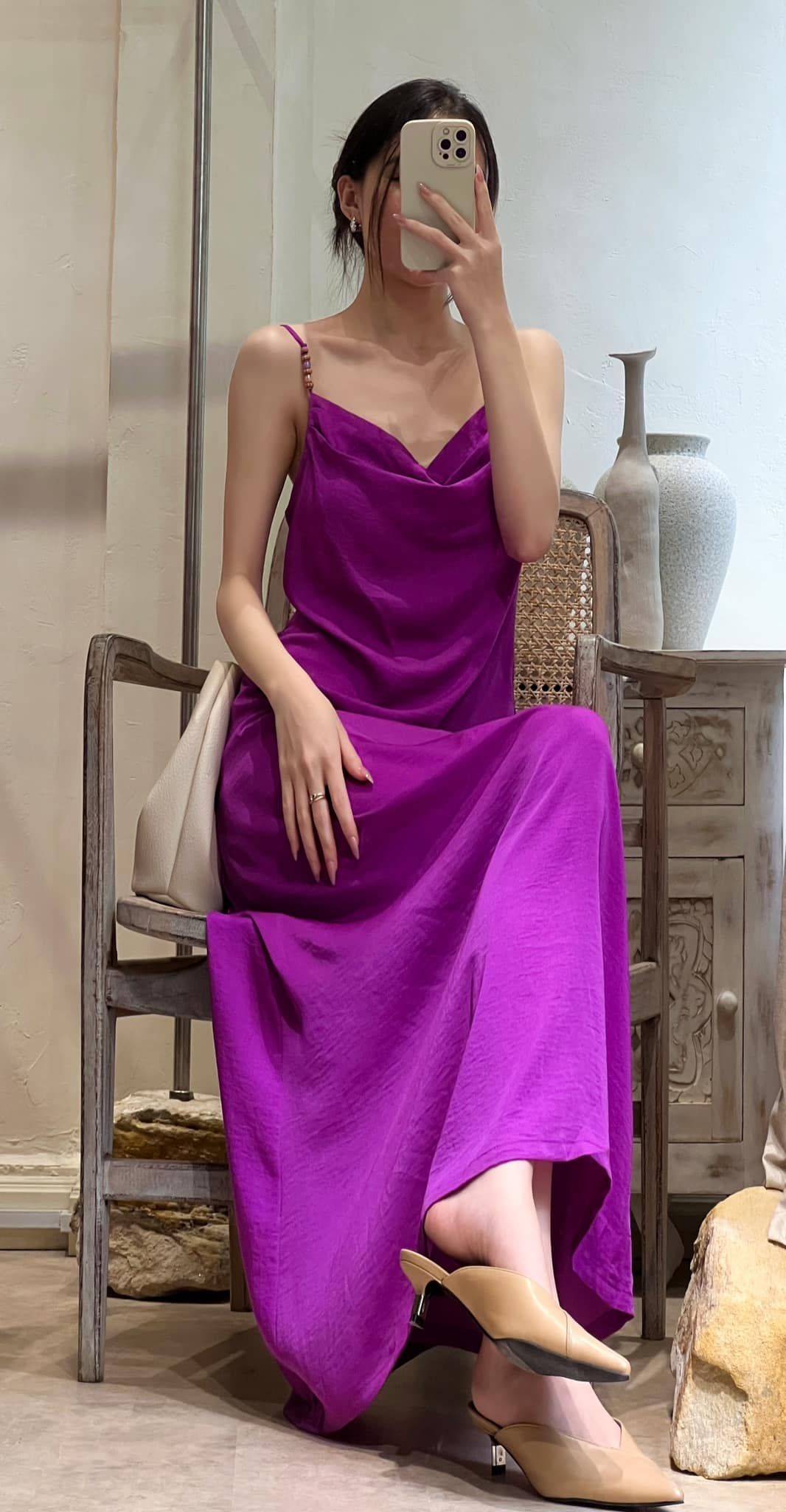 Rosalie Dress - Đầm Lụa 2 Dây Cổ Đổ LA45