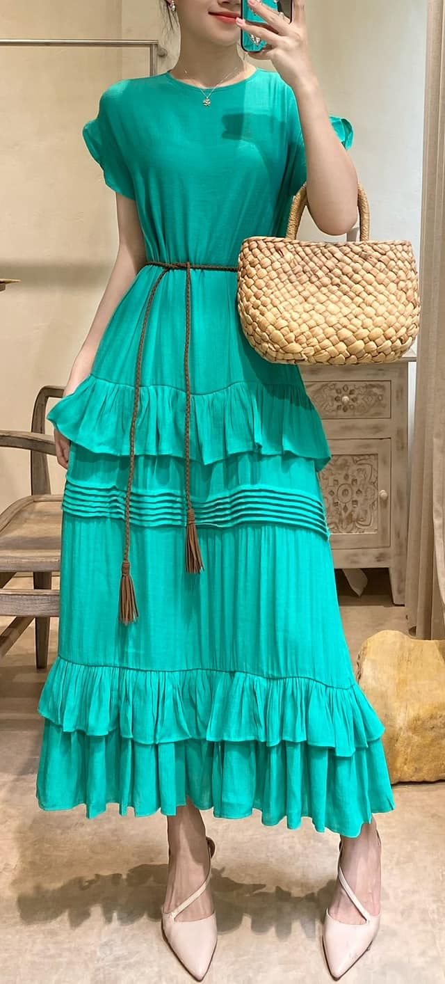 Amelia Ruffled Dress - Đầm maxi suông bèo tay D267 -> D272 D440