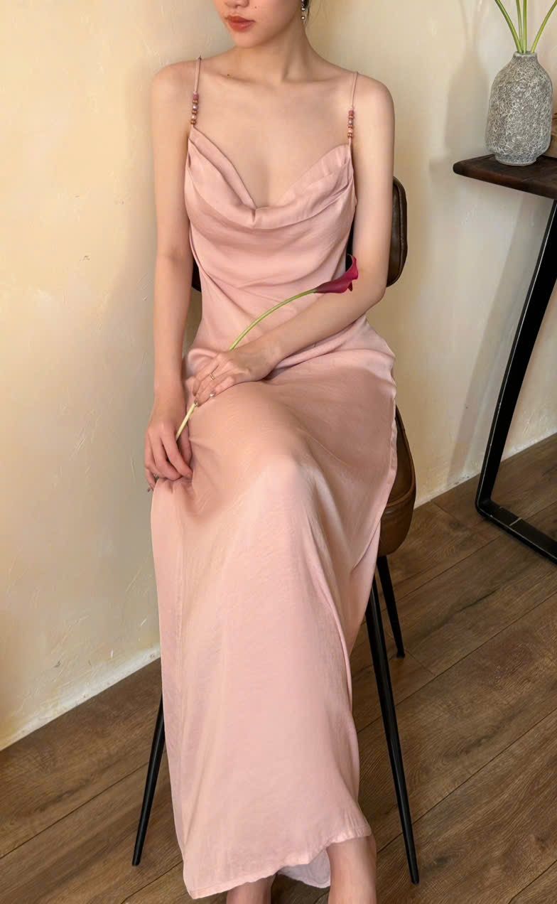 Rosalie Dress - Đầm Lụa 2 Dây Cổ Đổ LA45
