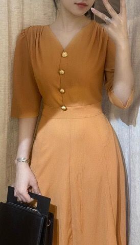Heri Dress - Đầm Tay Ngắn đính nút