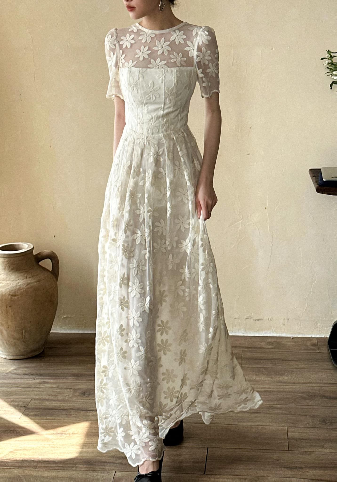 Belle Lace Dress - Đầm Corset Cổ Điển Tay Ngắn Q003