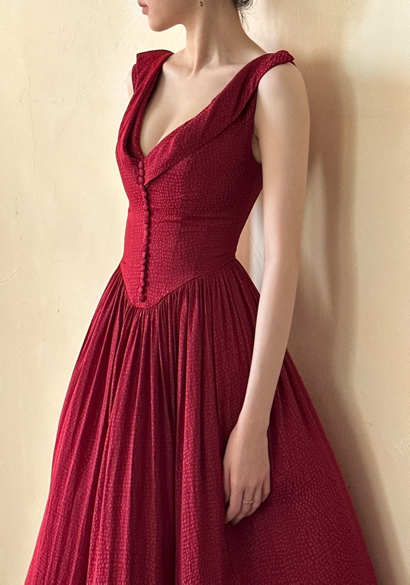Freya Dress - Đầm Corset Cổ V Thiết Kế Nút Bọc G002