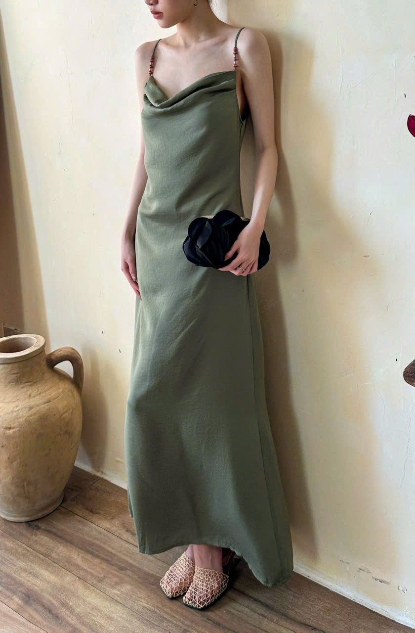 Rosalie Dress - Đầm Lụa 2 Dây Cổ Đổ LA45