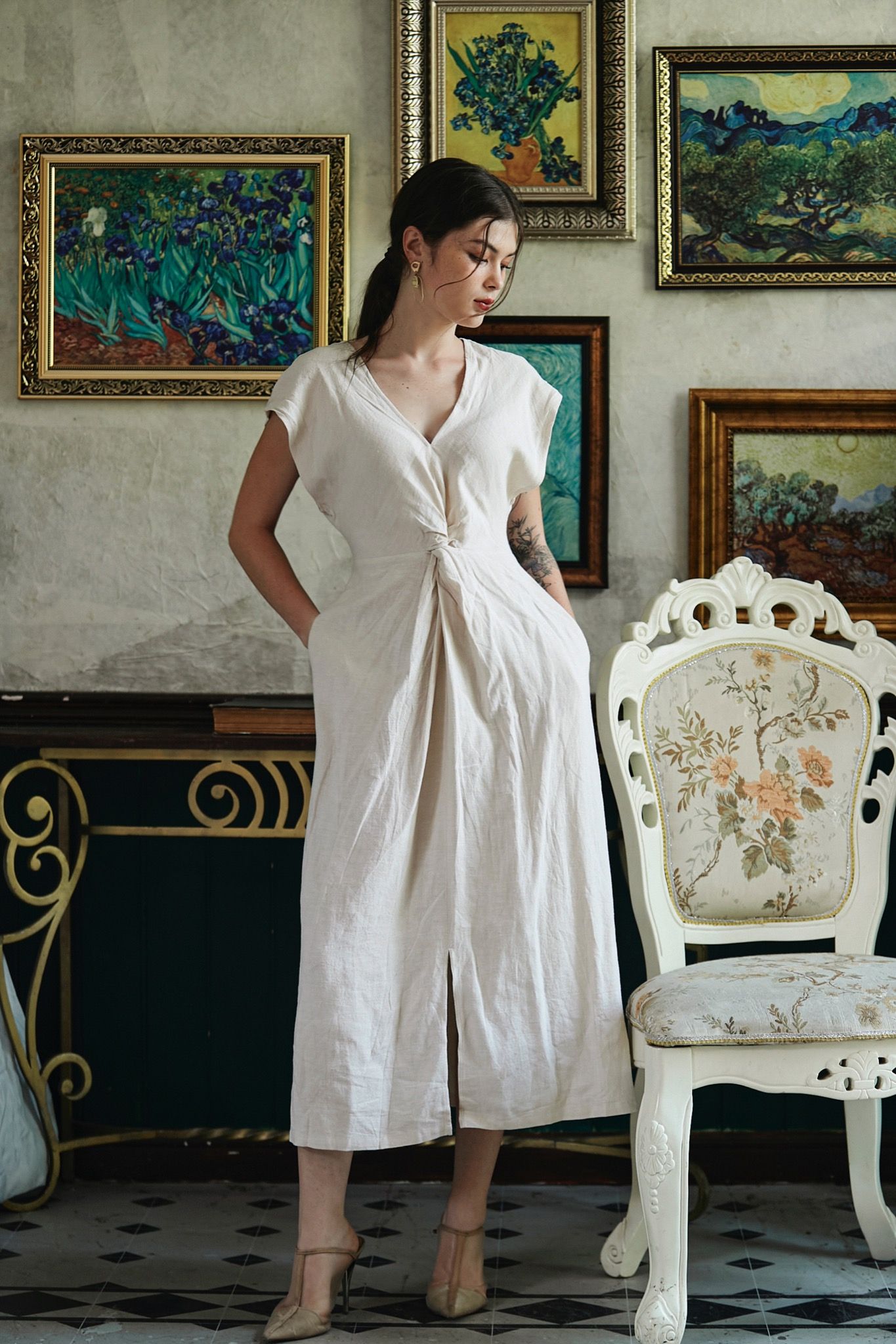 Ali Dress - Đầm Xoắn Eo Linen D909