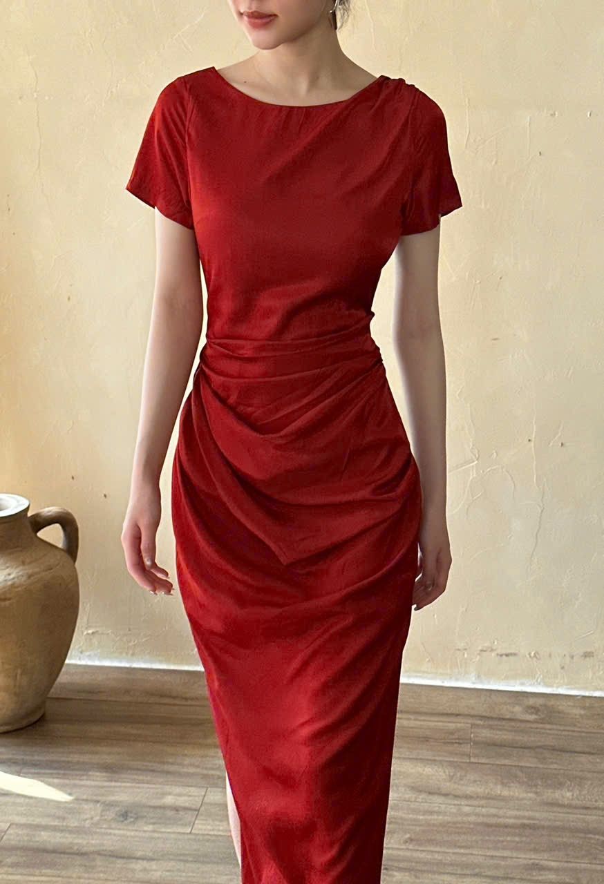 Elixir Dress - Đầm Tay Ngắn Nhún Thân L07