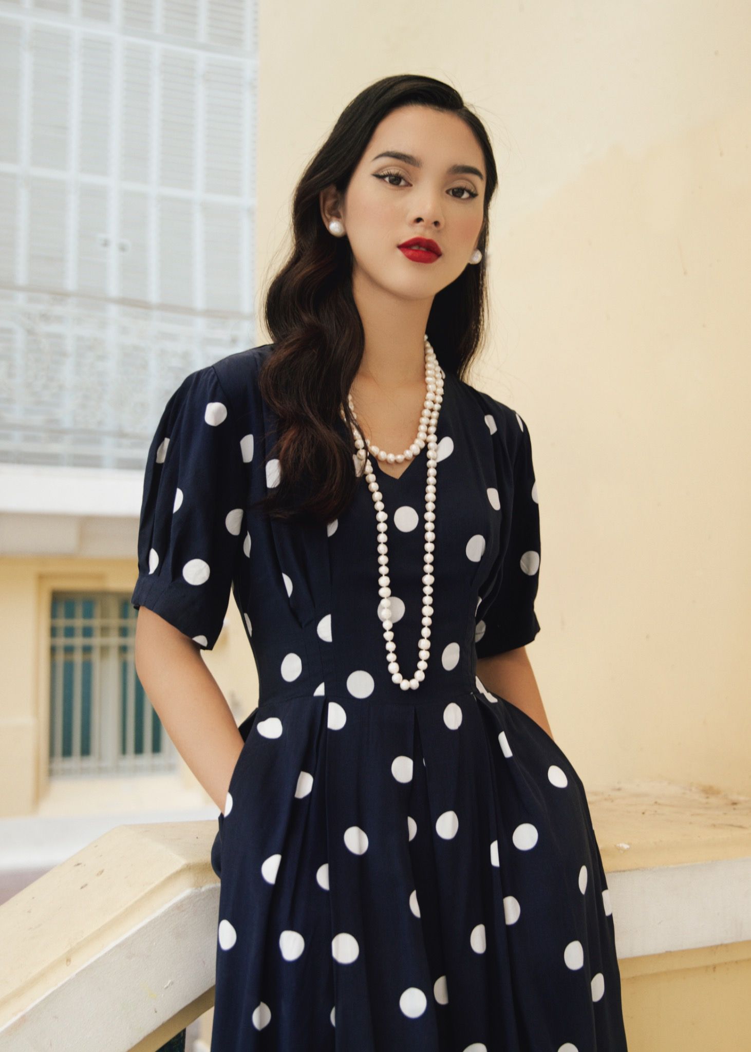 Clara - Đầm Chấm Bi Cổ Điển D931