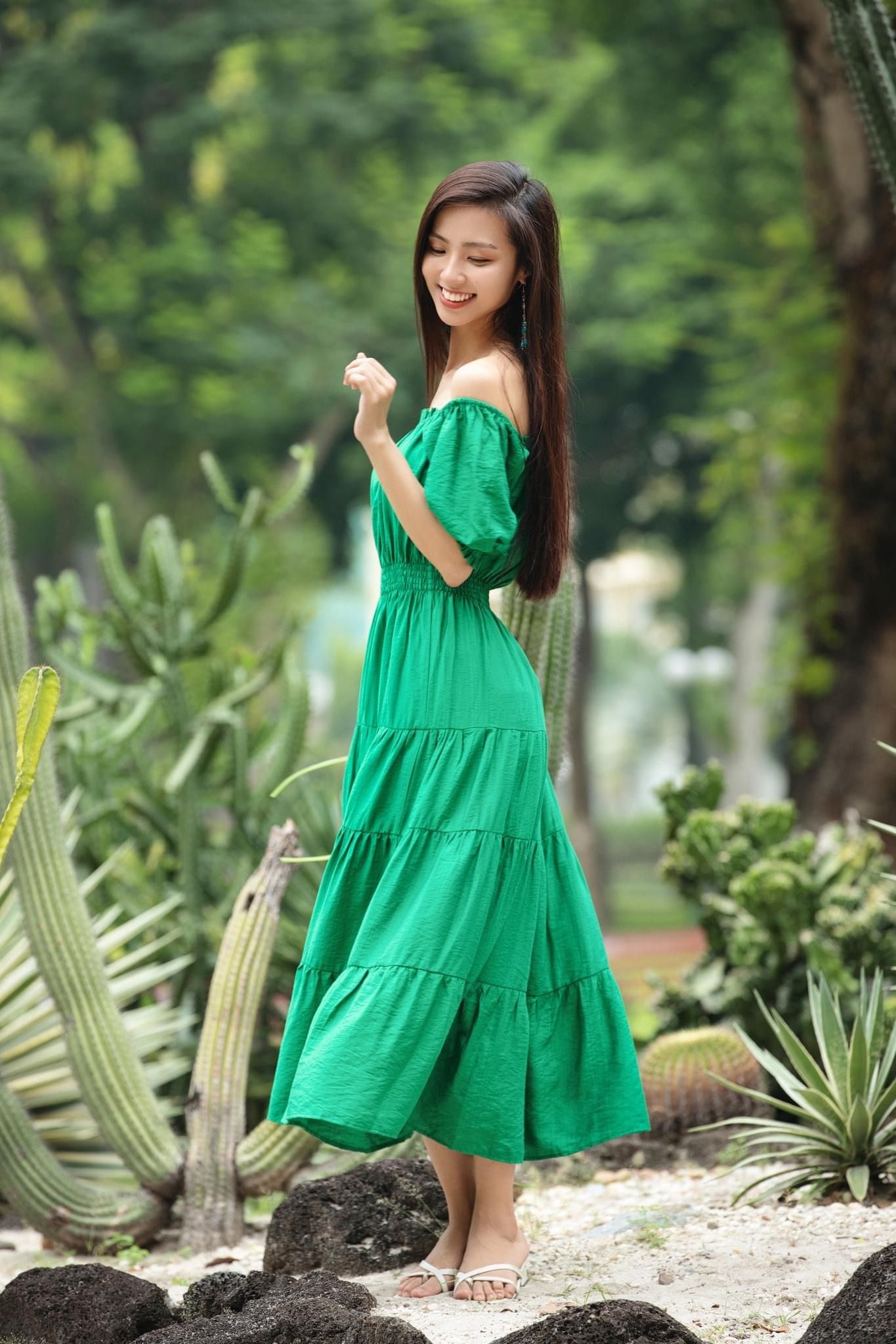 Callie Dress - Đầm cổ vuông nhấn eo 4 tầng D02