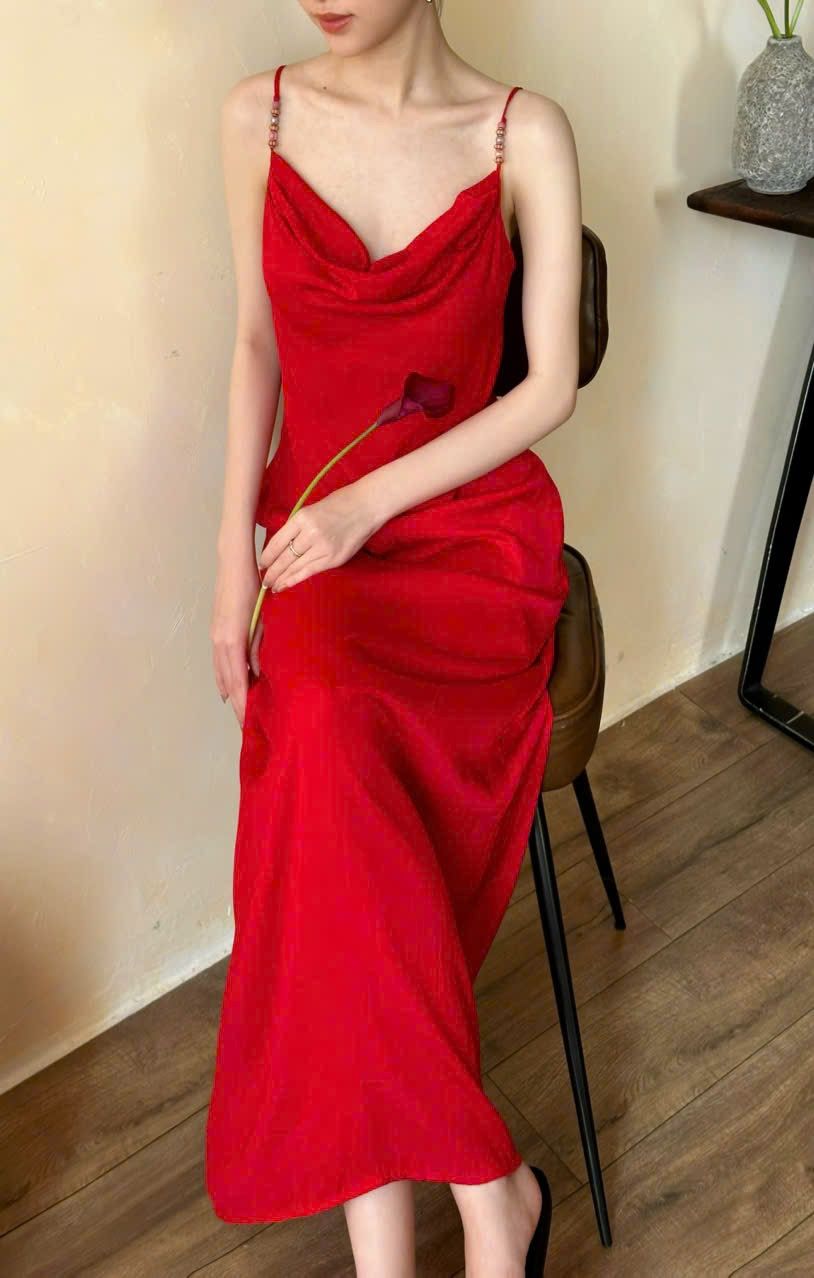 Rosalie Dress - Đầm Lụa 2 Dây Cổ Đổ LA45