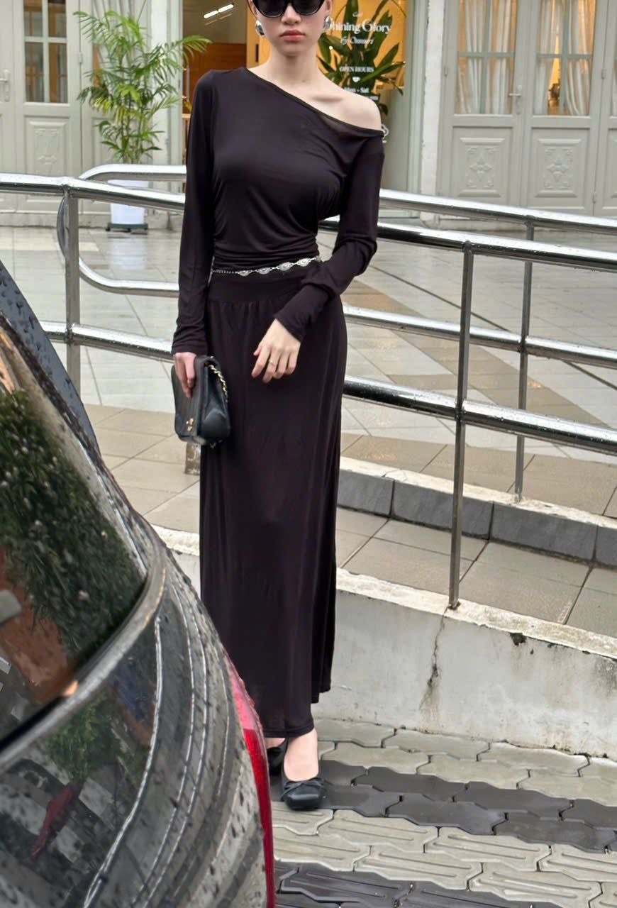 Lealia Dress - Đầm Lệch Vai Tay Dài D998