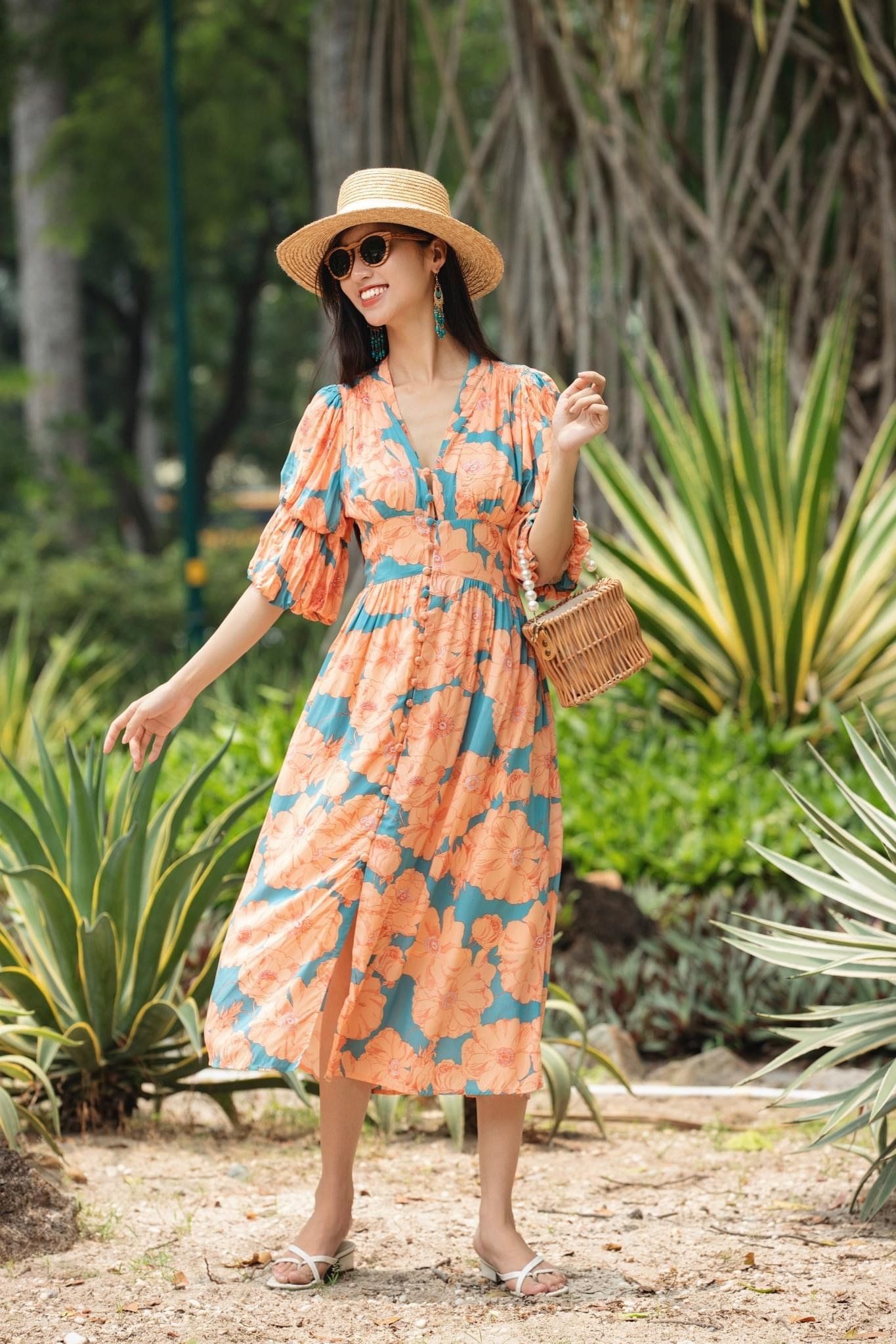 Haisley Dress - Đầm cổ V tay phồng - D662